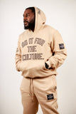 Oversized Outline Hoodie in Latte
