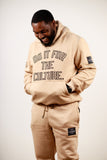 Oversized Outline Hoodie in Latte