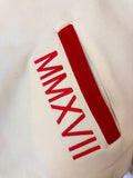 Fleece BR "LOGOS" Bomber in Cream & Red