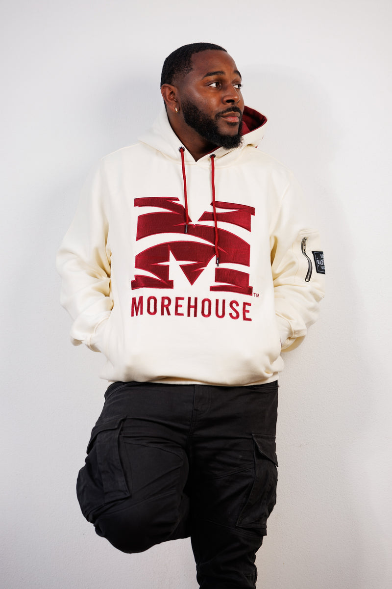 Embroidered Morehouse Hoodie in Cream – Black Renaissance Clothing