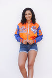 Savannah State Limited Edition Womens Cropped Satin Jacket in Orange