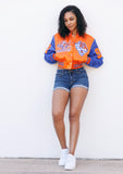 Savannah State Limited Edition Womens Cropped Satin Jacket in Orange