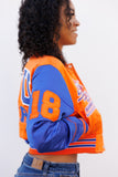 Savannah State Limited Edition Womens Cropped Satin Jacket in Orange