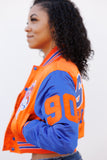 Savannah State Limited Edition Womens Cropped Satin Jacket in Orange