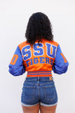 Savannah State Limited Edition Womens Cropped Satin Jacket in Orange