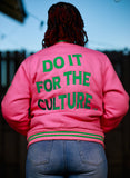 Fleece BR "LOGOS" Bomber in Pink & Green
