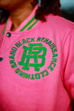Fleece BR "LOGOS" Bomber in Pink & Green