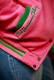 Fleece BR "LOGOS" Bomber in Pink & Green