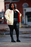 Fleece BR "LOGOS" Bomber in Cream & Red