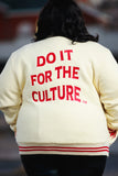 Fleece BR "LOGOS" Bomber in Cream & Red