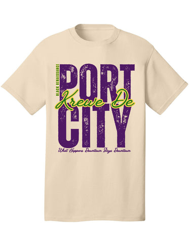 Krewe De Port City Mardi Gras Tee in CREAM