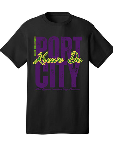 Krewe De Port City Mardi Gras Tee in Black