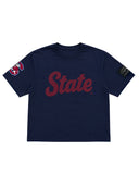 SC State Women's Embroidered "STATE" tee in Navy (PREORDER)