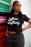 Culture over Everything Cropped Tee in Black