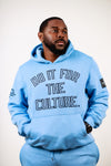 Oversized Outline Hoodie in Light Blue