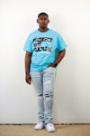 Protect the Culture Scribble Tee in Aqua Blue