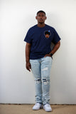 The AfroMan Chenille Tee in Navy Blue