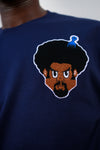 The AfroMan Chenille Tee in Navy Blue