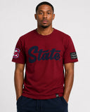 SC State Embroidered "STATE" tee in Garnet (PREORDER)