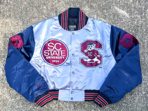 SC State Limited Edition Cropped Satin Jacket in Gray