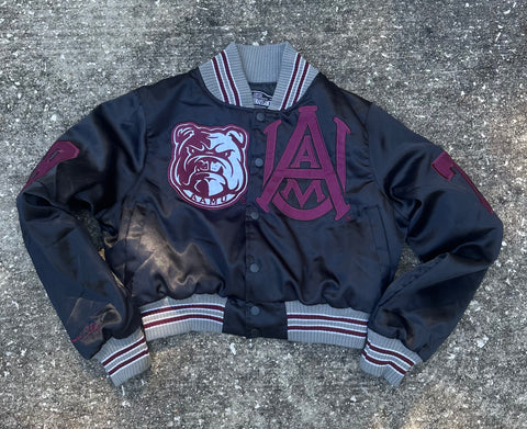 AAMU Limited Edition Cropped Satin Jacket in Black