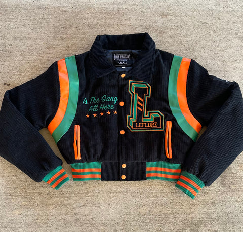 LeFlore Cropped Corduroy Letterman Jacket