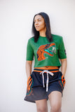 FAMU Embroidered premium cropped tee (GREEN)