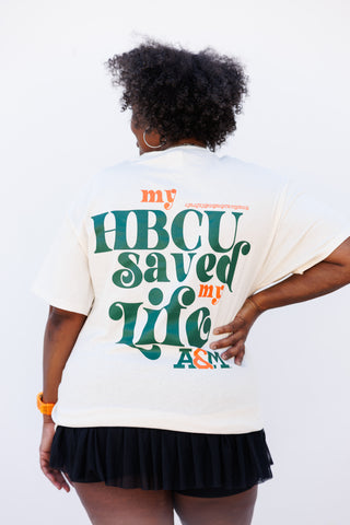 FAMU "MY HBCU SAVED MY LIFE" tee in natural