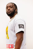 Tuskegee Embroidered BIG Golden Tigers Tee in Gray