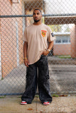 Tuskegee Embroiderd Golden Tigers Tee in Khaki (Premium)