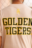 Tuskegee Embroiderd Golden Tigers Tee in Khaki (Premium)