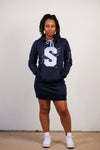 Embroidered Spelman Hoodie Dress