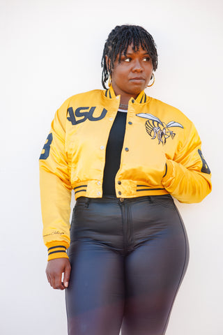 ASU Limited Edition Women’s Cropped Satin Jacket in Gold
