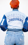 Spelman Limited Edition Womens Cropped Satin Jacket in Blue