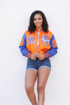 Savannah State Limited Edition Womens Cropped Satin Jacket in Orange