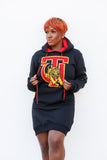 Embroidered Tuskegee Hoodie Dress in Black (Preorder)
