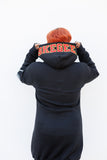 Embroidered Tuskegee Hoodie Dress in Black (Preorder)