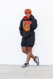 Embroidered Tuskegee Hoodie Dress in Black (Preorder)