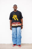 Tuskegee Embroidered BIG Golden Tigers Tee in Black