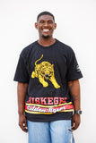 Tuskegee Embroidered BIG Golden Tigers Tee in Black