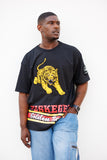 Tuskegee Embroidered BIG Golden Tigers Tee in Black