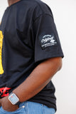Tuskegee Embroidered BIG Golden Tigers Tee in Black