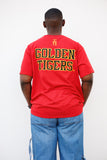 Tuskegee Embroiderd Golden Tigers Tee in Red (Premium)