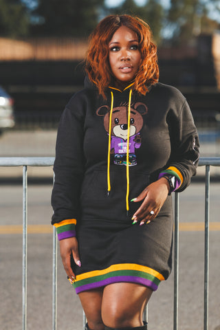 Melly Gras Hoodie Dress in Black